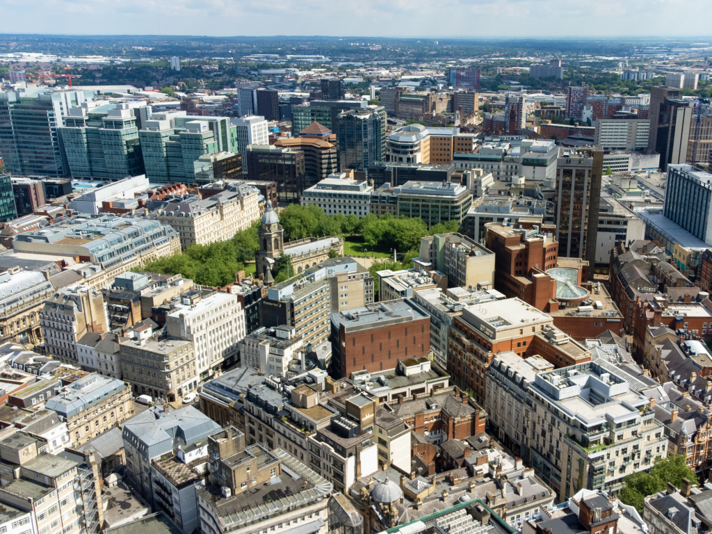 Aerial view of Birmingham city centre