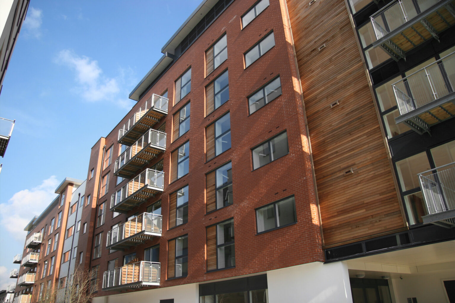 High-quality residential apartment block, typical of the types of schemes where KWB provides block management in Birmingham, delivered by their highly skilled residential management team