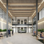 Interior of Flow's ground floor, headquarters building available at Birmingham Business Park, Solihull