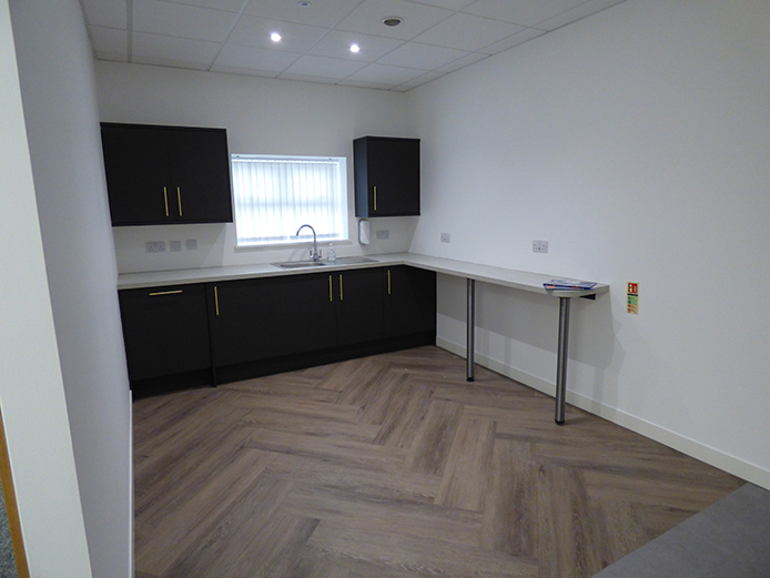 Interior of kitchen, office suite to rent in Solihull, in well established business park