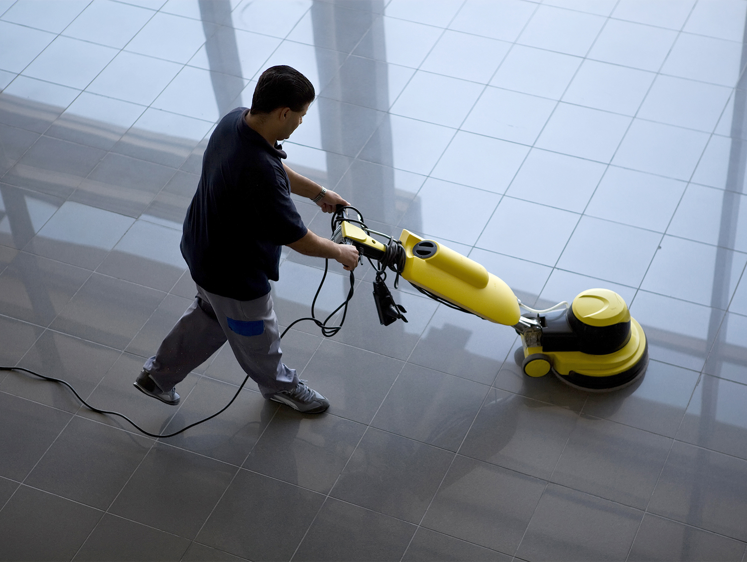 Floor buffing as part of our manufacturing and industrial cleaning