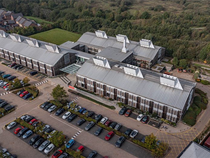 Aerial at Bio Building – offices to let Blythe Valley Park