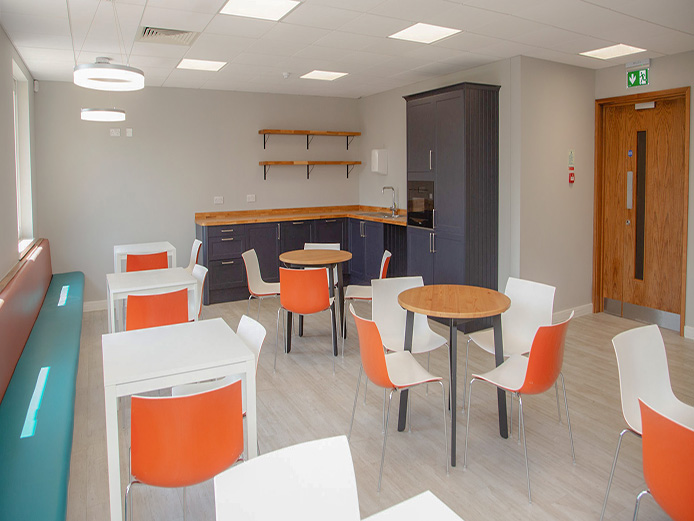 Refurbished breakout area in King's Court offices to let Birmingham Business Park, Solihull