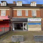 426 Birmingham Road retail shop Sutton Coldfield showing wider perspective and area in front of shop