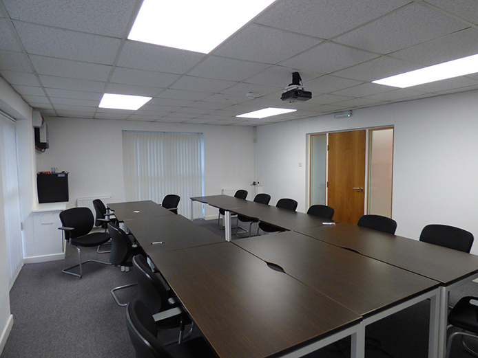 Large boardroom for meetings at West Midland House offices for sale in Coleshill