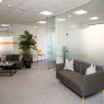 Reception area for high-quality fitted out office space to let Solihull