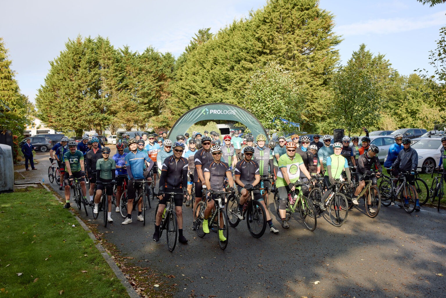 The participants of the 100km cycle in the Prologis 100 charity bike ride, including KWB Director of Property Management, Sam Lawrence