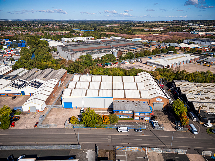 Aerial view of the Phoenix Yard, industrial unit for sale, Aldridge
