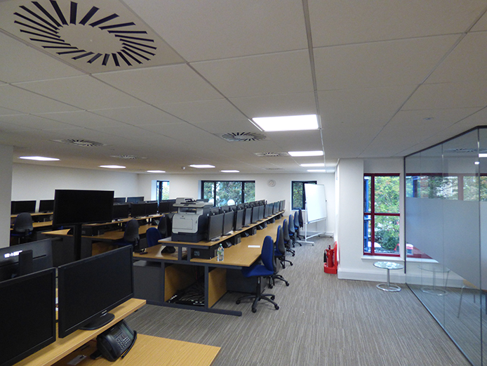 These offices in Shirley, Solihull feature an open office floor plan, fully fitted