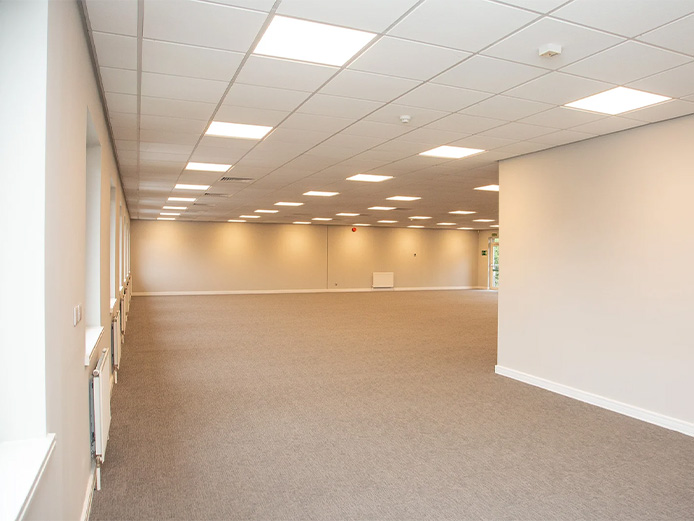 2635 Kings Court provides open-plan fully refurbished office space with suspended ceilings and energy-efficient LED lighting