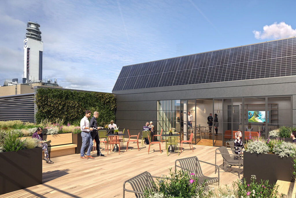 CGI of the roof terrace at 35 Newhall Street, Birmingham currently being comprehensively refurbished
