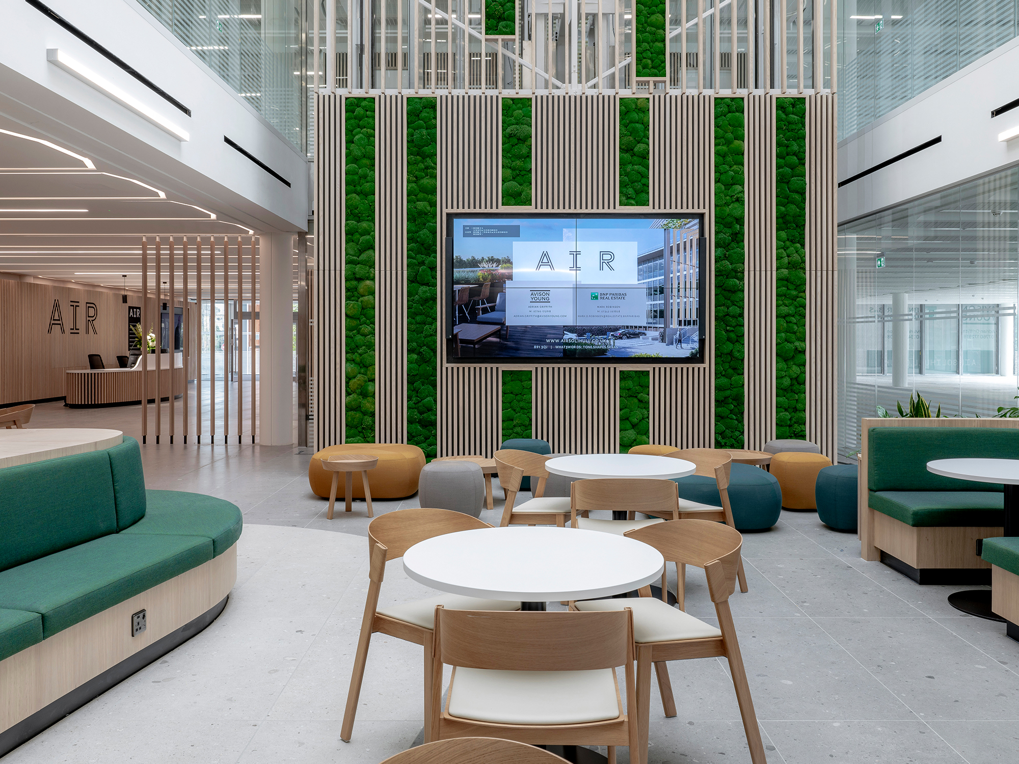 Reception at AIR Solihull, which gained notable popularity in the 2024 Solihull office market due to its high-quality, on-site facilities