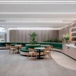 Communal break-out area situated in the building's triple height atrium