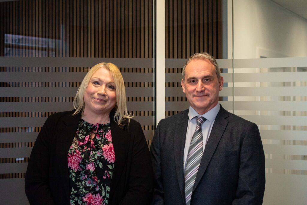 Niki Baker, KWB Corporate Cleaning's new contract manager, alongside Jim Duffy MD