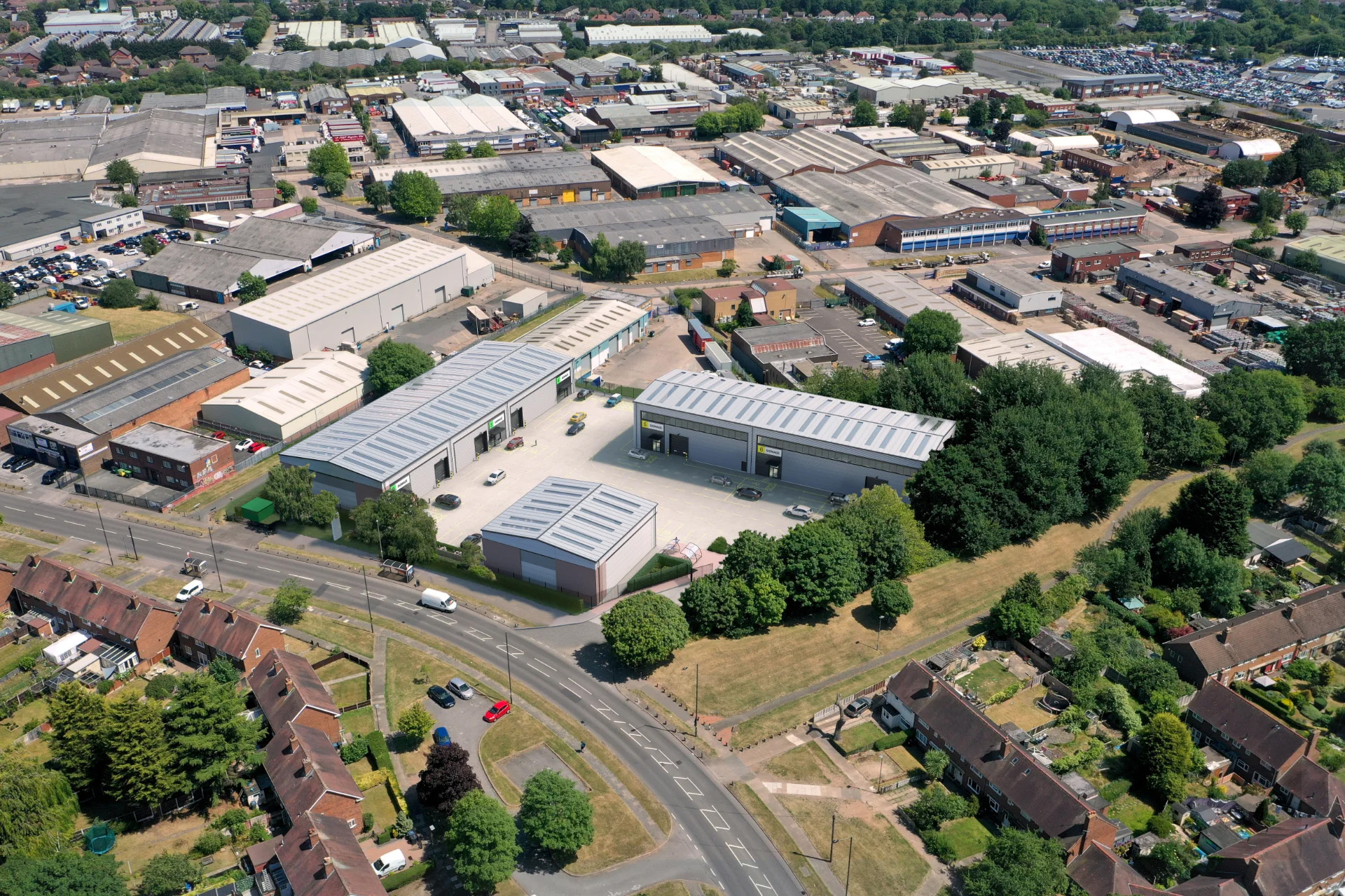 CGI of Garretts Green Trade Park, a new industrial and trade development in Birmingham