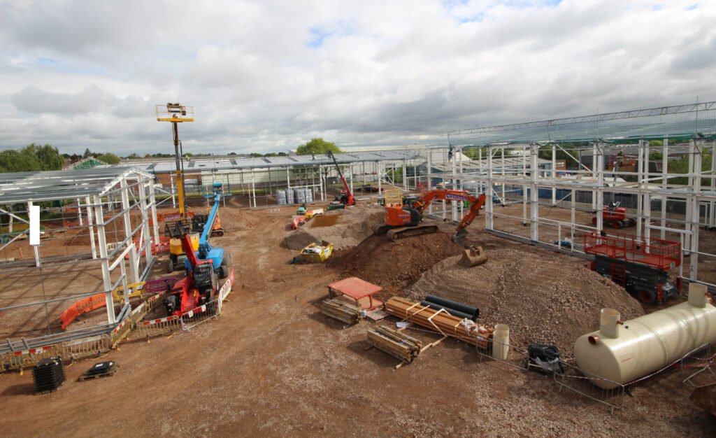 The completed steelwork at the site of Garretts Green Trade Park, a new industrial and trade development in Birmingham