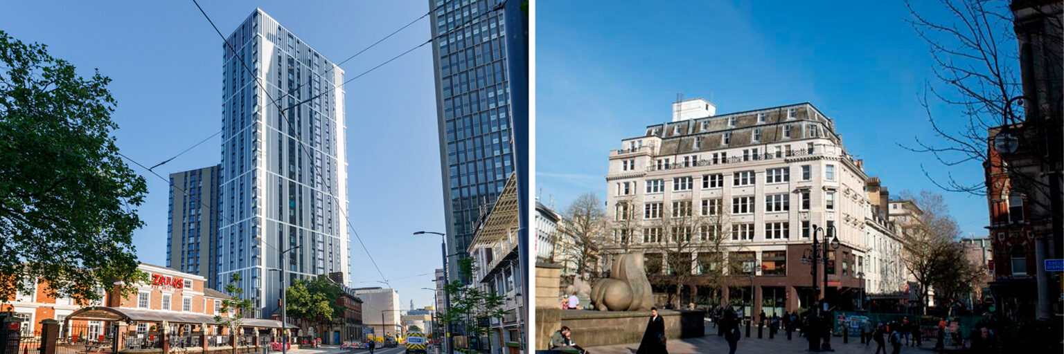 The Bank residential development (left) and Waterloo House office building (right) are managed by KWB's commercial and residential property management teams