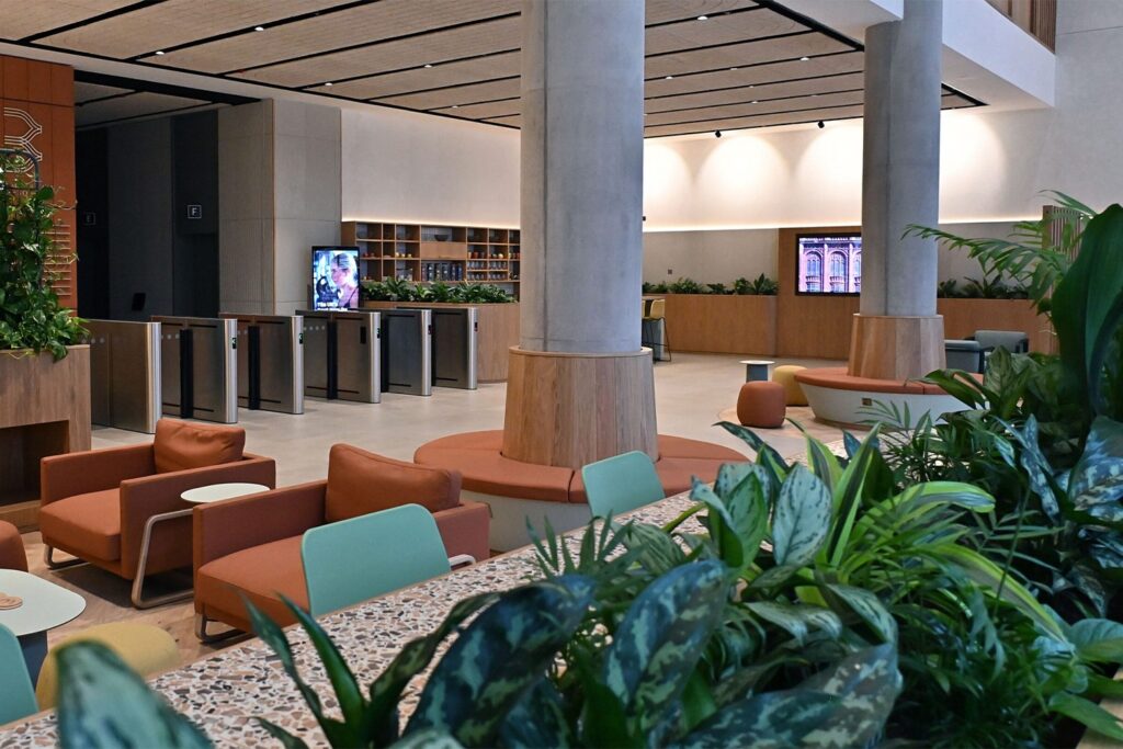 Reception area of Three Chamberlain Square, which provided the largest Birmingham office market transaction in H1 2026