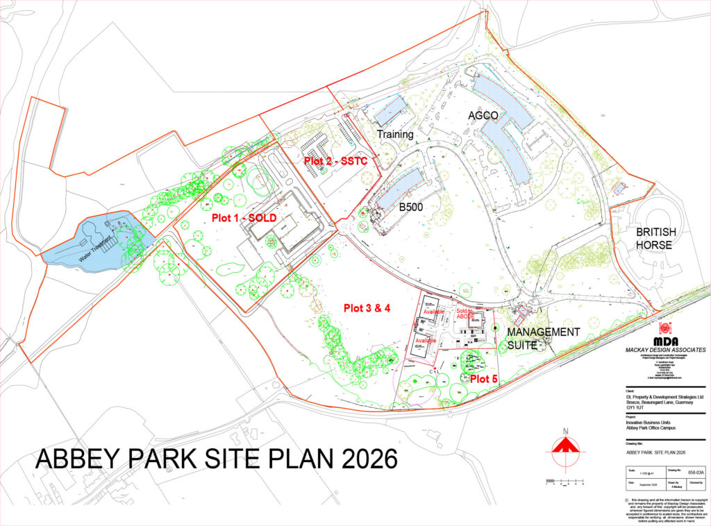Site plan of Abbey Park offices near Leamington Spa, Warwick, Coventry, Kenilworth